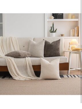 4 Chenille Decorative Throw Pillow Covers 20x20 Inch for Living Room Decor